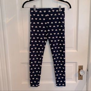 Primary Navy/white heart print legging - size 10